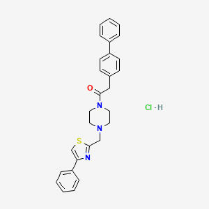 2-([1,1'-Biphenyl]-4-yl)-1-(4-((4-phenylthiazol-2-yl)methyl)piperazin-1-yl)ethanone hydrochloride