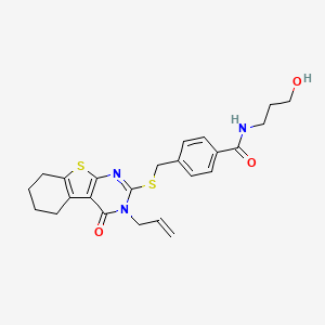 molecular formula C24H27N3O3S2 B2435244 N-(3-羟基丙基)-4-({[3-氧代-4-(丙-2-烯-1-基)-8-硫杂-4,6-二氮杂三环[7.4.0.0^{2,7}]十三-1(9),2(7),5-三烯-5-基]硫代}甲基)苯甲酰胺 CAS No. 325693-38-7