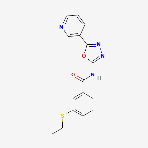 molecular formula C16H14N4O2S B2435245 3-(乙硫基)-N-(5-(吡啶-3-基)-1,3,4-恶二唑-2-基)苯甲酰胺 CAS No. 923146-48-9