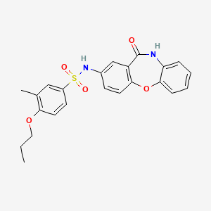 molecular formula C23H22N2O5S B2435248 3-methyl-N-(11-oxo-10,11-dihydrodibenzo[b,f][1,4]oxazepin-2-yl)-4-propoxybenzenesulfonamide CAS No. 922137-80-2