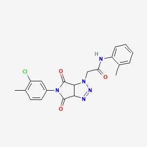 molecular formula C20H18ClN5O3 B2435256 2-[5-(3-chloro-4-methylphenyl)-4,6-dioxo-4,5,6,6a-tetrahydropyrrolo[3,4-d][1,2,3]triazol-1(3aH)-yl]-N-(2-methylphenyl)acetamide CAS No. 1009776-15-1