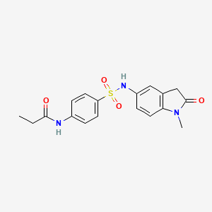 molecular formula C18H19N3O4S B2435257 N-(4-(N-(1-methyl-2-oxoindolin-5-yl)sulfamoyl)phenyl)propionamide CAS No. 921862-18-2
