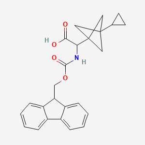 molecular formula C25H25NO4 B2435268 2-(3-Cyclopropyl-1-bicyclo[1.1.1]pentanyl)-2-(9H-fluoren-9-ylmethoxycarbonylamino)acetic acid CAS No. 2287260-12-0