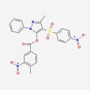 molecular formula C24H18N4O8S B2435273 [5-Methyl-4-(4-nitrophenyl)sulfonyl-2-phenylpyrazol-3-yl] 4-methyl-3-nitrobenzoate CAS No. 851094-01-4