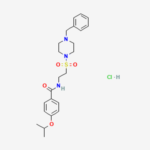 molecular formula C23H32ClN3O4S B2435275 N-(2-((4-benzylpiperazin-1-yl)sulfonyl)ethyl)-4-isopropoxybenzamide hydrochloride CAS No. 1189649-68-0