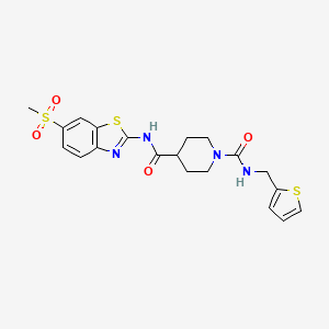 molecular formula C20H22N4O4S3 B2435279 N4-(6-(methylsulfonyl)benzo[d]thiazol-2-yl)-N1-(thiophen-2-ylmethyl)piperidine-1,4-dicarboxamide CAS No. 1226445-65-3