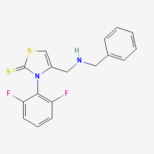 molecular formula C17H14F2N2S2 B2435288 4-[(Benzylamino)methyl]-3-(2,6-difluorophenyl)-1,3-thiazole-2-thione CAS No. 866153-97-1
