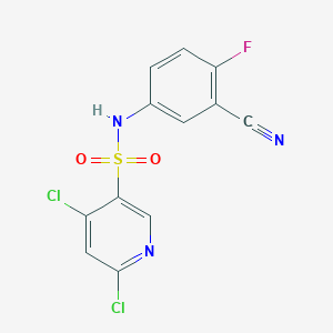 molecular formula C12H6Cl2FN3O2S B2435289 4,6-dichloro-N-(3-cyano-4-fluorophenyl)pyridine-3-sulfonamide CAS No. 1797389-10-6