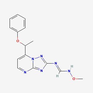 molecular formula C15H16N6O2 B2435299 (E)-N'-methoxy-N-[7-(1-phenoxyethyl)-[1,2,4]triazolo[1,5-a]pyrimidin-2-yl]methanimidamide CAS No. 477865-47-7