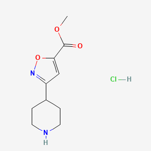 molecular formula C10H15ClN2O3 B2435312 Methyl 3-(piperidin-4-yl)-1,2-oxazole-5-carboxylate hydrochloride CAS No. 1892520-44-3