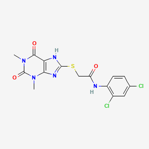 molecular formula C15H13Cl2N5O3S B2435315 N-(2,4-二氯苯基)-2-[(1,3-二甲基-2,6-二氧代-7H-嘌呤-8-基)硫代]乙酰胺 CAS No. 443894-40-4