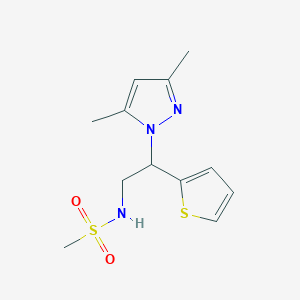 molecular formula C12H17N3O2S2 B2435318 N-(2-(3,5-dimethyl-1H-pyrazol-1-yl)-2-(thiophen-2-yl)ethyl)methanesulfonamide CAS No. 2034598-87-1