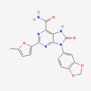 molecular formula C18H13N5O5 B2435321 9-(1,3-benzodioxol-5-yl)-2-(5-methylfuran-2-yl)-8-oxo-7H-purine-6-carboxamide CAS No. 896301-76-1