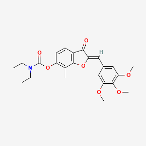 molecular formula C24H27NO7 B2435329 (Z)-7-methyl-3-oxo-2-(3,4,5-trimethoxybenzylidene)-2,3-dihydrobenzofuran-6-yl diethylcarbamate CAS No. 859664-97-4