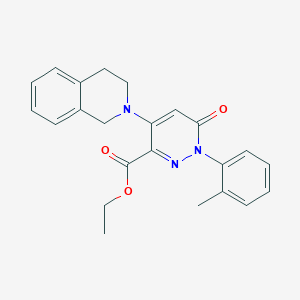 molecular formula C23H23N3O3 B2435330 ethyl 4-(3,4-dihydroisoquinolin-2(1H)-yl)-6-oxo-1-(o-tolyl)-1,6-dihydropyridazine-3-carboxylate CAS No. 922014-99-1