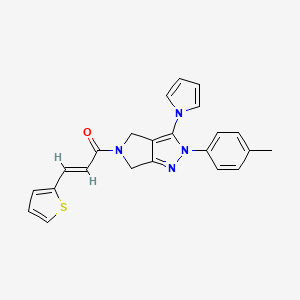 molecular formula C23H20N4OS B2435334 (E)-1-(3-(1H-pyrrol-1-yl)-2-(p-tolyl)pyrrolo[3,4-c]pyrazol-5(2H,4H,6H)-yl)-3-(thiophen-2-yl)prop-2-en-1-one CAS No. 1334377-26-2