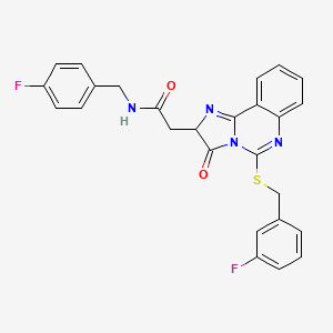 molecular formula C26H20F2N4O2S B2435337 N-(4-氟苄基)-2-(5-((3-氟苄基)硫代)-3-氧代-2,3-二氢咪唑并[1,2-c]喹唑啉-2-基)乙酰胺 CAS No. 1173765-73-5