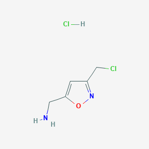 [3-(Chloromethyl)-1,2-oxazol-5-yl]methanamine;hydrochloride