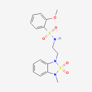 molecular formula C16H19N3O5S2 B2435348 2-甲氧基-N-(2-(3-甲基-2,2-二氧化苯并[c][1,2,5]噻二唑-1(3H)-基)乙基)苯磺酰胺 CAS No. 2034592-47-5