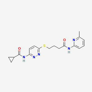 molecular formula C18H21N5O2S B2435350 N-(6-((4-((6-methylpyridin-2-yl)amino)-4-oxobutyl)thio)pyridazin-3-yl)cyclopropanecarboxamide CAS No. 1105248-80-3
