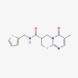 molecular formula C14H15N3O2S2 B2435354 7-methyl-6-oxo-N-(thiophen-2-ylmethyl)-2,3,4,6-tetrahydropyrimido[2,1-b][1,3]thiazine-3-carboxamide CAS No. 1396747-53-7