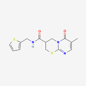 molecular formula C14H15N3O2S2 B2435354 N-(thiophène-2-ylméthyl)-7-méthyl-6-oxo-2,3,4,6-tétrahydropyrimido[2,1-b][1,3]thiazine-3-carboxamide CAS No. 1396747-53-7