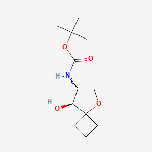 molecular formula C12H21NO4 B2435358 叔丁基N-[(7R,8S)-8-羟基-5-氧杂螺[3.4]辛-7-基]氨基甲酸酯 CAS No. 2445750-84-3