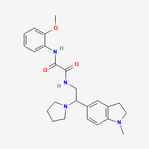 molecular formula C24H30N4O3 B2435359 N1-(2-methoxyphenyl)-N2-(2-(1-methylindolin-5-yl)-2-(pyrrolidin-1-yl)ethyl)oxalamide CAS No. 922556-55-6