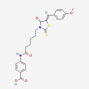 (Z)-4-(6-(5-(4-methoxybenzylidene)-4-oxo-2-thioxothiazolidin-3-yl)hexanamido)benzoic acid