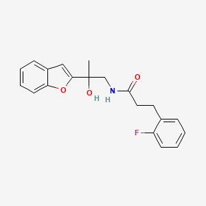 molecular formula C20H20FNO3 B2435368 N-(2-(benzofuran-2-yl)-2-hydroxypropyl)-3-(2-fluorophenyl)propanamide CAS No. 2034600-51-4