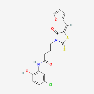 (E)-N-(5-chloro-2-hydroxyphenyl)-4-(5-(furan-2-ylmethylene)-4-oxo-2-thioxothiazolidin-3-yl)butanamide