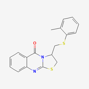 molecular formula C18H16N2OS2 B2435383 3-{[(2-甲基苯基)硫代]甲基}-2,3-二氢-5H-[1,3]噻唑并[2,3-b]喹唑啉-5-酮 CAS No. 477860-16-5