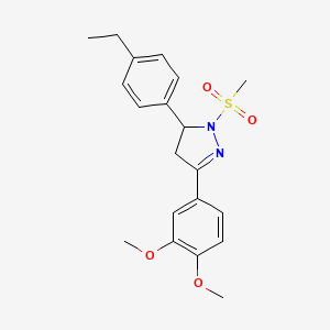 molecular formula C20H24N2O4S B2435387 3-(3,4-dimethoxyphenyl)-5-(4-ethylphenyl)-1-(methylsulfonyl)-4,5-dihydro-1H-pyrazole CAS No. 442650-40-0