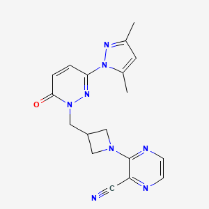 3-(3-{[3-(3,5-dimethyl-1H-pyrazol-1-yl)-6-oxo-1,6-dihydropyridazin-1-yl]methyl}azetidin-1-yl)pyrazine-2-carbonitrile