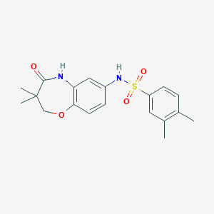 molecular formula C19H22N2O4S B2435391 N-(3,3-二甲基-4-氧代-2,3,4,5-四氢苯并[b][1,4]噁唑并[7-基]-3,4-二甲基苯磺酰胺 CAS No. 922058-16-0