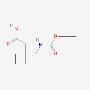 molecular formula C12H21NO4 B2435392 2-(1-(((tert-Butoxycarbonyl)amino)methyl)cyclobutyl)acetic acid CAS No. 1384441-97-7