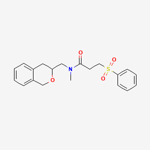 molecular formula C20H23NO4S B2435393 N-(isochroman-3-ylmethyl)-N-methyl-3-(phenylsulfonyl)propanamide CAS No. 2034279-30-4