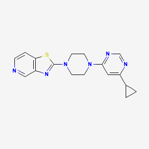 molecular formula C17H18N6S B2435398 2-[4-(6-Cyclopropylpyrimidin-4-yl)piperazin-1-yl]-[1,3]thiazolo[4,5-c]pyridine CAS No. 2380169-89-9