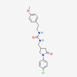 molecular formula C21H24ClN3O3 B2435400 1-((1-(4-氯苯基)-5-氧代吡咯烷-3-基)甲基)-3-(4-甲氧苯乙基)脲 CAS No. 954660-06-1
