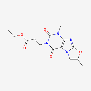 molecular formula C14H16N4O5 B2435402 3-(1,7-二甲基-2,4-二氧代-1,2-二氢恶唑并[2,3-f]嘌呤-3(4H)-基)丙酸乙酯 CAS No. 941979-84-6