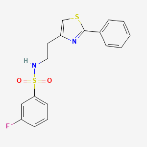 molecular formula C17H15FN2O2S2 B2435405 3-fluoro-N-(2-(2-phenylthiazol-4-yl)ethyl)benzenesulfonamide CAS No. 863511-83-5
