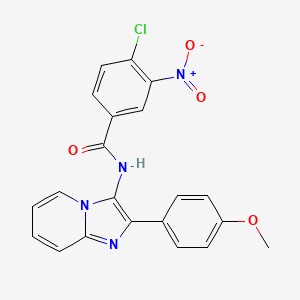 molecular formula C21H15ClN4O4 B2435407 4-chloro-N-[2-(4-methoxyphenyl)imidazo[1,2-a]pyridin-3-yl]-3-nitrobenzamide CAS No. 850930-24-4