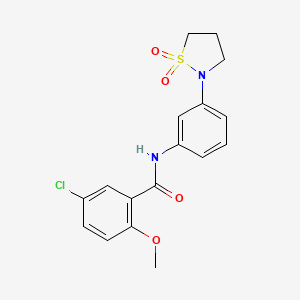 molecular formula C17H17ClN2O4S B2435408 5-chloro-N-(3-(1,1-dioxidoisothiazolidin-2-yl)phenyl)-2-methoxybenzamide CAS No. 1005305-04-3
