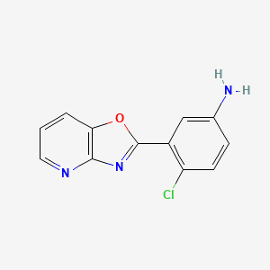 molecular formula C12H8ClN3O B2435413 4-Chloro-3-([1,3]oxazolo[4,5-b]pyridin-2-yl)aniline CAS No. 423150-56-5