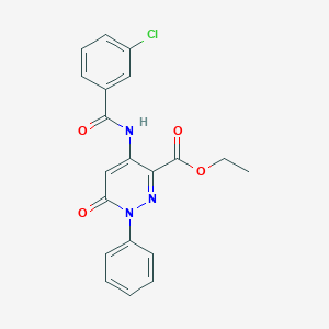 molecular formula C20H16ClN3O4 B2435419 Ethyl 4-(3-chlorobenzamido)-6-oxo-1-phenyl-1,6-dihydropyridazine-3-carboxylate CAS No. 942009-67-8