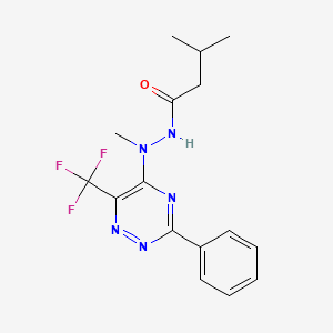 molecular formula C16H18F3N5O B2435425 N',3-dimethyl-N'-[3-phenyl-6-(trifluoromethyl)-1,2,4-triazin-5-yl]butanohydrazide CAS No. 672951-03-0