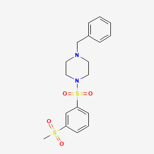 molecular formula C18H22N2O4S2 B2435432 1-Benzyl-4-((3-(methylsulfonyl)phenyl)sulfonyl)piperazine CAS No. 887220-82-8