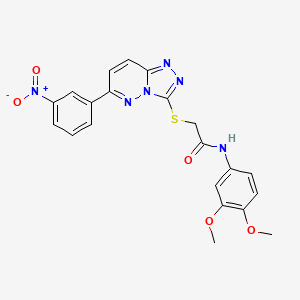 molecular formula C21H18N6O5S B2435434 N-(3,4-dimethoxyphenyl)-2-((6-(3-nitrophenyl)-[1,2,4]triazolo[4,3-b]pyridazin-3-yl)thio)acetamide CAS No. 894056-50-9