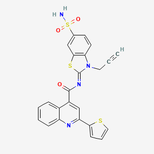 molecular formula C24H16N4O3S3 B2435444 N-[(2Z)-3-(prop-2-yn-1-yl)-6-sulfamoyl-2,3-dihydro-1,3-benzothiazol-2-ylidene]-2-(thiophen-2-yl)quinoline-4-carboxamide CAS No. 1164562-40-6