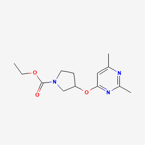 molecular formula C13H19N3O3 B2435447 3-[(2,6-二甲基嘧啶-4-基)氧基]吡咯烷-1-羧酸乙酯 CAS No. 2097934-26-2